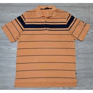 Zero Restriction Polo Golf Shirt Men Size XL Orange Blue Stripes Short Sleeve